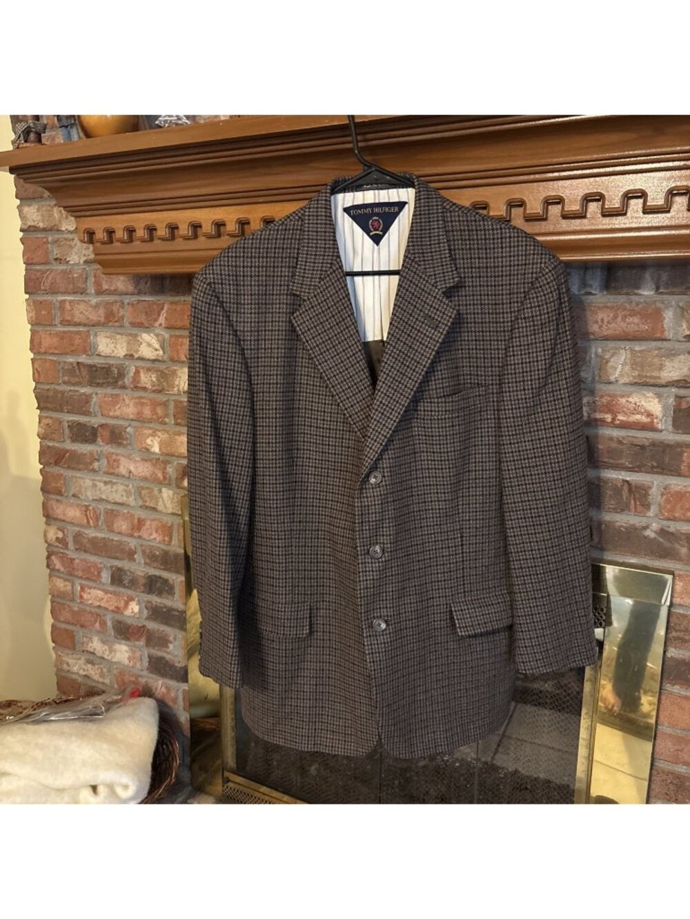 Men's 42R Brown Herringbone Wool Blazer Tommy Hilfiger Old Money